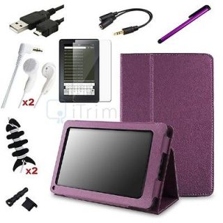   Leather Folio Case Stand Accessory Bundles For Kindle Fire 1 & 2
