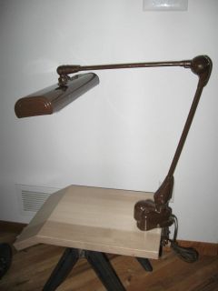 Vintage HEAVY DRAFTING TABLE 2 TUBE FLUORESCENT SWIVEL LAMP shop light 