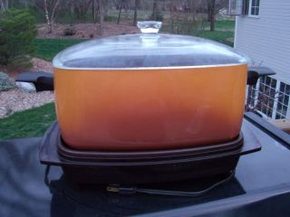 Vintage West Bend Slo Cooker Slow Crock Pot Orange & Brown with 