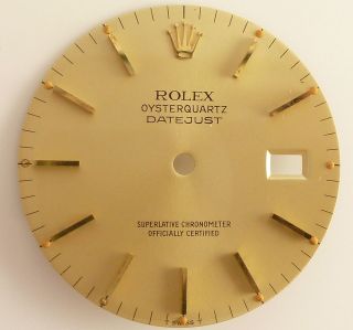 Beautiful Vintage Rolex OysterQuartz Datejust Watch Dial   Champagne