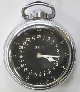   Size 16 Greenwich Civil Time GCT Military Pocket Watch 4992B 24hr Dial