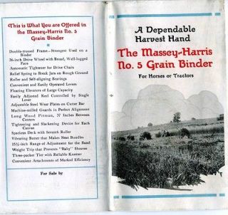 1920 MASSEY HARRIS NO.5 GRAIN BINDER ADVERTISING BROCHURE