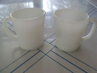 Vintage Anchor Hocking Fire King Ware D Handle Coffee Cup White *PAIR*