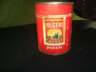 VINTAGE FOLGERS COFFEE PUZZLE IN A CAN ADVERTISING