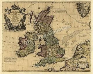 1700s Wall Map of Great Britain and Ireland   24x30