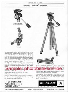 Quick Set Husky Tripod Catalog Sheet with Prices, 1971 Reprint