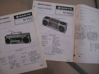 SANYO BOOMBOX MANUALS MS400,MV50 unusal controls #370