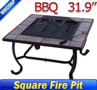 Metal Firepit Outdoor Patio Garden Square Stove Fire pit With Cover 