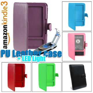 Multicolor Leather Case Cover with LED Light for  Kindle 3 
