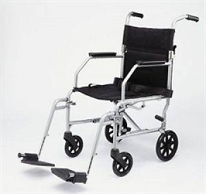 Medline Steel 19 Transport Chair Wheelchair 300lb Capacity   FREE 