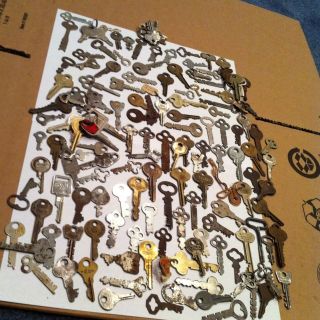 150+ Vintage Antique Keys Flat Skeleton Box Door Safe Lock Cars Low 