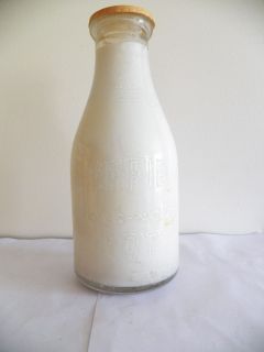 Vintage 1 Qt Sheffield Embossed Dairy Milk Bottle Round 9.5 New York 