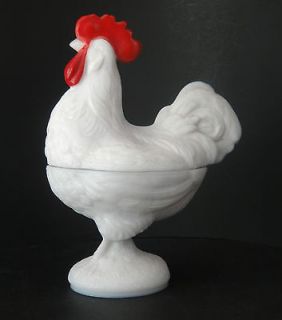 Vintage MILK GLASS ROOSTER Candy Dish – Magnificent