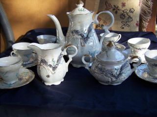 Vintage Nippon Moriage Dragon Ware Teapot Set Dragonware Dinnerware 