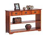 Mission Style Bookcase / Sofa Table w/ 3 Drawers, Oak Finish