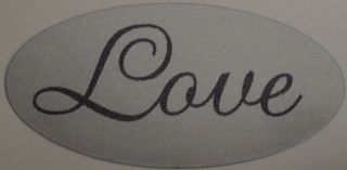 Love Silver Oval Sticker Decal Wedding BRIDAL MADE IN USA Envelope 