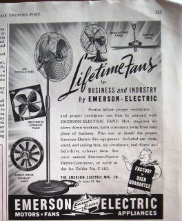 Vintage EMERSON Lifetime Window Circulating Fan Ad