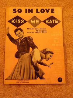   So In Love Kathryn Grayson Howard Keel Sheet Music Memorabilia MGM