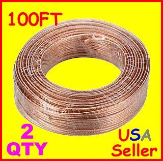   100FT 16 Gauge AWG Polarized Speaker Wire Audio Cable   Total 200FT