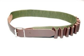 Canvas and Leather Open Looped Shotgun Cartridge Belt