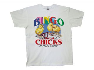 Bingo Chicks T Shirt They Do It By The Numbers White Xl