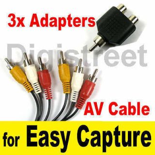 3x RCA Splitter Adapter+AV Lead Cable for Dazzle Video Capture Card to 