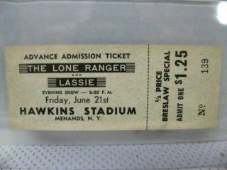 1950s Lone Ranger & Lassie NY Appearance Ticket