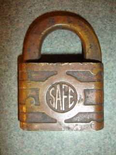 Old Vtg Antique Collectible SAFE Padlock Lock No Key