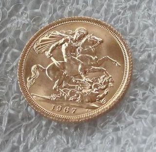 ENGLAND GOLD COIN, SOVEREIGN 1967 UNC SUPERB