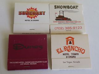   VEGAS Casino Older Matchbooks MATCHES   DUNES, El Rancho, SHOWBOAT+