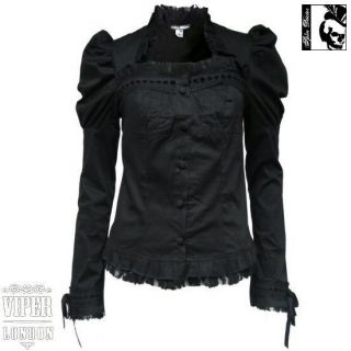 Spin Doctor Black Goth Steam Punk Cardinal Victorian Lace Cotton Top 8 