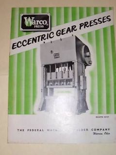 Vtg Federal Machine & Welder Catalog~Warco Gear Presses
