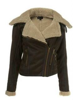 Tall Aviator Style Faux Leather Sherpa Liner Big Lapel Warm Casual 