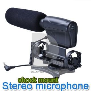 5mm Jack DV Stereo Gun Microphone with Shock Mount for DSLR Cameras 