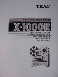 TEAC X 1000R TAPE DECK OWNER MANUAL 58 pages MultiLang