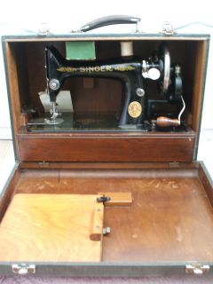 Vintage Singer Hand Operated Sewing Machine In Case 18.5Long 9Wide