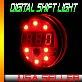 UNIVERSAL RPM DIGITAL TACHOMETER RED SHIFT LIGHT