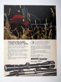 Weaver Scopes V Models V9 Gun Rifle Scope 1970 print Ad advertisement