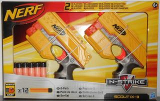   Pack Nerf N Strike Scout IX 3, Toy Gun Set with 12 Whistler Darts (6