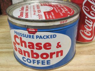 VINTAGE CHASE AND SANBORN 1 POUND COFFEE TIN CAN OLD COUNTRY STORE 