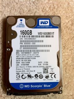 Western Digital 160 GB, 2.5 (WD1600BEVT 00​ZCT0) Hard Drive Laptop 