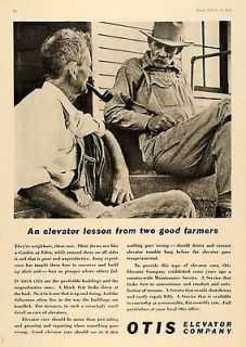 1934 Ad Otis Elevator Farmer Pipe Tobacco Home Men   ORIGINAL 