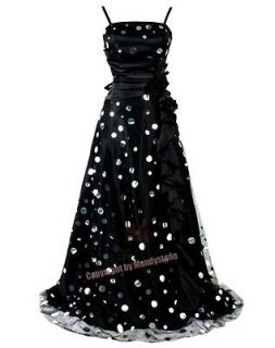 Ploka Beads Yarn Pleated Flounce Belt Bow Evening Dresses L Black