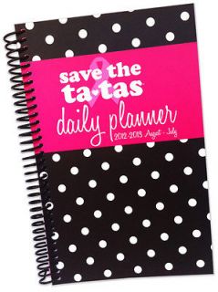 2012 2013 Academic Year Daily Day Planner PINK save the ta tas Breast 
