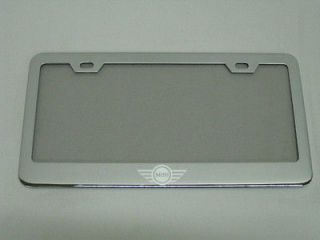 Chrome Metal Auto License Plate Frame MINI COOPER   LOGO   (Fits More 