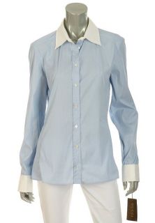   LADIES LUXURY COTTON CREST CUFFLINKS BLUE WHITE DRESS SHIRT 46/12