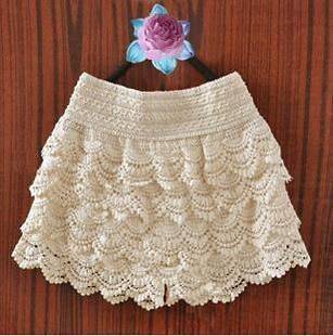 Hot White Fashion Mini Lace Tiered Short Skirt Under Safety Pants 