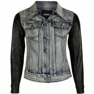 denim jacket leather sleeves in Clothing, Shoes & Accessories