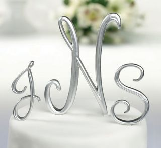 Silver Monogram Cake Topper Top ~ Pick Letters & Sizes