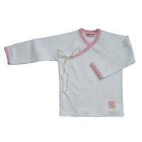 Sckoon Organic Cotton Kimono Layette Top with Pink Trim: In 0 3 mo. or 